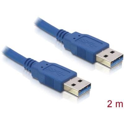 Delock 82535 USB-kabel USB 3.2 Gen1 (USB 3.0 / USB 3.1 Gen1) USB-A stekker, USB-A stekker 2.00 m Blauw Vergulde steekcontacten