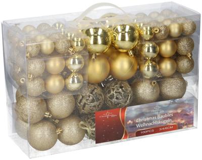 Lifetime Kerstballen set - 100 ballen - Plastic / Kunststof | Goud