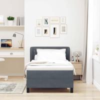 Box Spring Bed met Matras in Donkergrijs, 100x200 cm, Fluweel - thumbnail