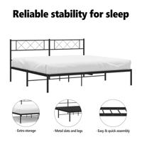 Bedframe met hoofdbord metaal zwart 183x213 cm - thumbnail
