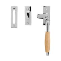 De Oude Deurklink Raamsluiting retro nikkel/eikenhout rechts - thumbnail