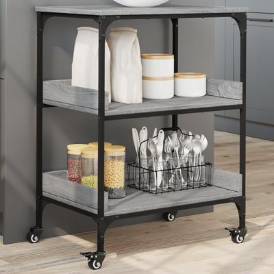 Keukentrolley 60x41x80,5 cm bewerkt hout grijs sonoma eiken