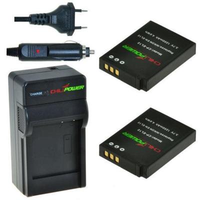2 x EN-EL12 accu's voor Nikon - inclusief oplader en autolader - Origineel ChiliPower 2 x EN-EL12 accu's voor Nikon - inclusief oplader en autolader - Origineel ChiliPower
