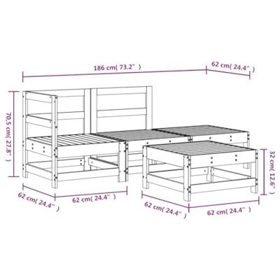 4-delige Loungeset geïmpregneerd grenenhout