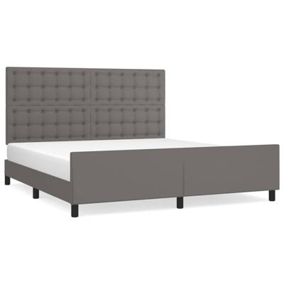 Bedframe met hoofdbord kunstleer grijs 180x200 cm