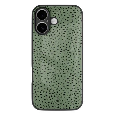 iPhone 16 glazen hardcase - Green confetti iPhone 16 glazen hardcase - Green confetti