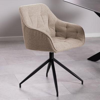 Bendt Draaibare Eetkamerstoel 'Loren' Bouclé, kleur Beige Bendt Draaibare Eetkamerstoel 'Loren' Bouclé, kleur Beige