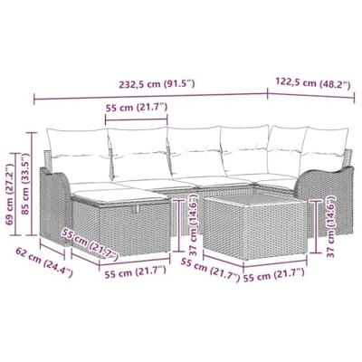 Tuinbankenset met kussen met opslag 7 pcs Zwart poly rattan