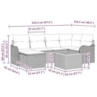 Tuinbankenset met kussen met opslag 7 pcs Beige Poly riet - thumbnail