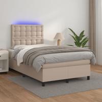 Boxspring met matras en LED kunstleer cappuccinokleur 120x190cm - thumbnail