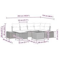 Tuinbankenset met kussen 7 pcs Beige poly rattan - thumbnail