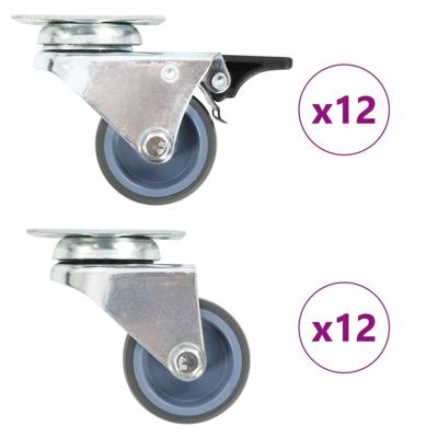 VidaXL 24 st zwenkwielen dubbel 50 mm