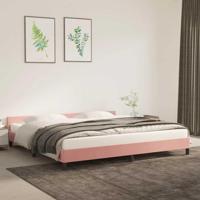 Bedframe met hoofdeinde fluweel roze 200x200 cm - thumbnail