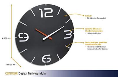 TFA Dostmann 60.3536.10 Wandklok Zendergestuurd 35 cm x 3.5 cm Antraciet TFA Dostmann 60.3536.10 Wandklok Zendergestuurd 35 cm x 3.5 cm Antraciet
