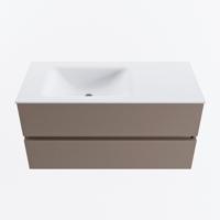 MONDIAZ VICA 100cm badmeubel onderkast Smoke 2 lades. Wastafel CLOUD links 1 kraangat, kleur Talc. - thumbnail