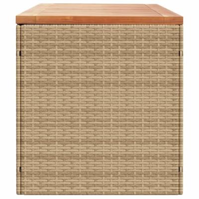 Tuinbox 220x50x54 cm poly rattan en acaciahout beige