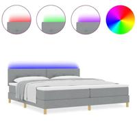 Boxspringbed met matras en LED stof lichtgrijs 200x200 cm - thumbnail