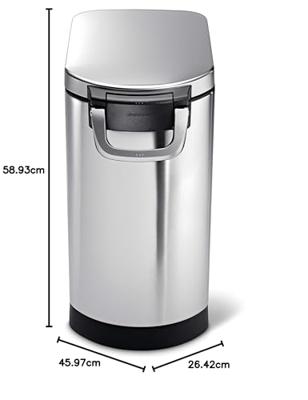simplehuman CW1886 30L 15KG grote huisdier hond droog voedsel opslag container bak, deksel gemonteerde maatschep, luchtdichte afdichting, huisdierbestendig slot, verwijderbare BPA-vrije binnenemmer,