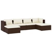 6-delige Loungeset met kussens poly rattan bruin - thumbnail