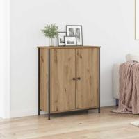 Dressoir artisanaal eikenkleurig 70 x 30 x 80 cm Bewerkt hout - thumbnail