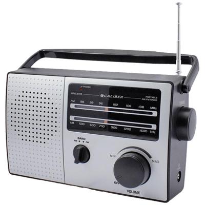 Retro 3000 Draagbare Radio - Batterijen of Netsnoer - AM/FM-radio met Handvat en Koptelefoonaansluiting - Zwart (HPG317R-B)