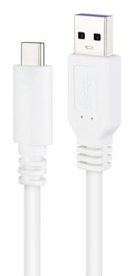 NANOCABLE 10.01.2101-L150-W kabel USB 2.0 3A, type USB-C/M-A/M, wit, 1,5 m