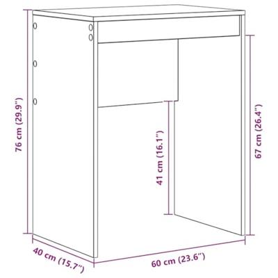 Bureau Zwart eiken 60 x 40 x 76 cm Bewerkt hout