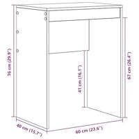 Bureau artisanaal eikenkleurig 60 x 40 x 76 cm Bewerkt hout - thumbnail