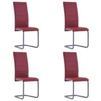 vidaXL Eetkamerstoelen 4 st kunstleer rood - thumbnail
