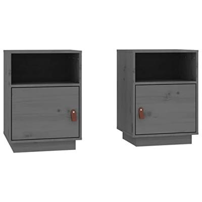 Nachtkastjes 2 st 40x34x55 cm massief grenenhout grijs