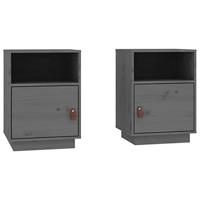 Nachtkastjes 2 st 40x34x55 cm massief grenenhout grijs - thumbnail