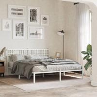 Bedframe met hoofdbord metaal wit 160x200 cm - thumbnail