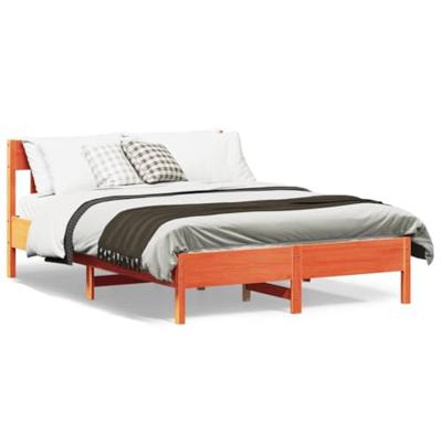 Bedframe zonder matras massief grenenhout wasbruin 120x190 cm