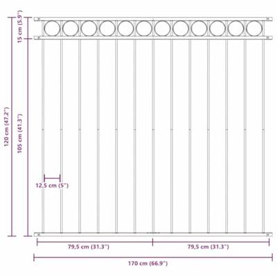 VidaXL Hecelement grijs 170 x 120 cm staal