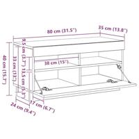 Tv-meubel met LED 80x35x40 cm bewerkt hout artisanaal eiken - thumbnail