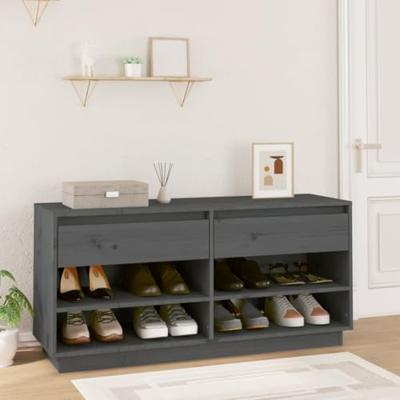 VidaXL Schoenenkast 110x34x52 cm massief grenenhout grijs