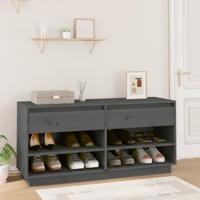 VidaXL Schoenenkast 110x34x52 cm massief grenenhout grijs - thumbnail