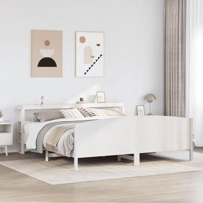 Bedframe zonder matras massief grenenhout wit 200x200 cm