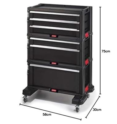 Keter gereedschapsrek op wielen 6 laden Zwart