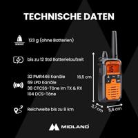 Midland Midland XT70 Pro Kofferset, PMR+LPD, Orange C1465.01 PMR-portofoon - thumbnail