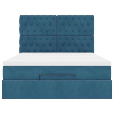 Ottoman bed met matrassen 140x200cm fluweel donkerblauw
