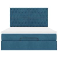 Ottoman bed met matrassen 140x200cm fluweel donkerblauw - thumbnail