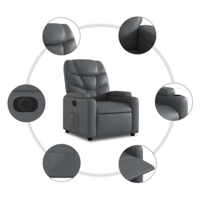 Sta-op-stoel elektrisch kunstleer grijs