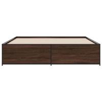 Bedframe bewerkt hout metaal bruin eikenkleur 180x200 cm - thumbnail