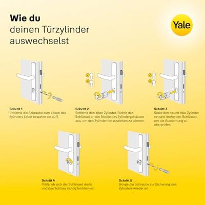 YALE-slotcilinder - voor buitendeur / ingang - 5 pins - 3 sleutels - 30 x 30 mm