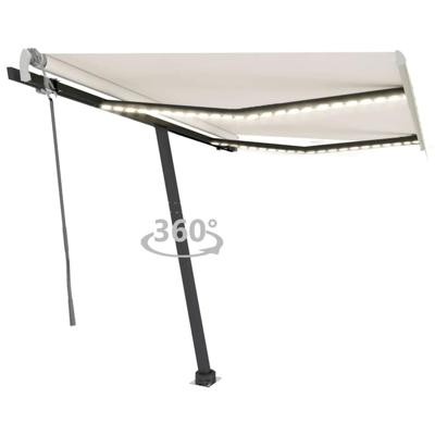 Luifel handmatig uittrekbaar met LED 300x250 cm crèmekleurig