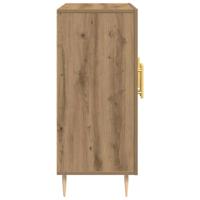 Dressoir artisanaal eikenkleurig 90 x 34 x 80 cm Bewerkt hout - thumbnail