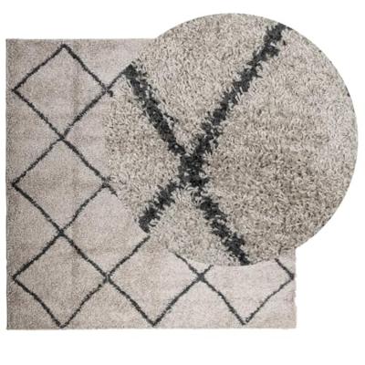 Vloerkleed PAMPLONA shaggy hoogpolig 160x160 cm beige antraciet