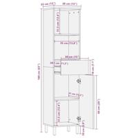 Badkamerkast 38x33x160 cm massief mangohout zwart - thumbnail