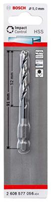 Bosch Accessories 2608577056 Metallbohrer PRO Impact 5,0mm HSS-G Länge 52/91mm 6kant Schaft 1/4 Metaal-spiraalboor 5 mm Gezamenlijke lengte 91 mm 1 stuk(s) Bosch Accessories 2608577056 Metallbohrer PRO Impact 5,0mm HSS-G Länge 52/91mm 6kant Schaft 1/4 Metaal-spiraalboor 5 mm Gezamenlijke lengte 91 mm 1 stuk(s)